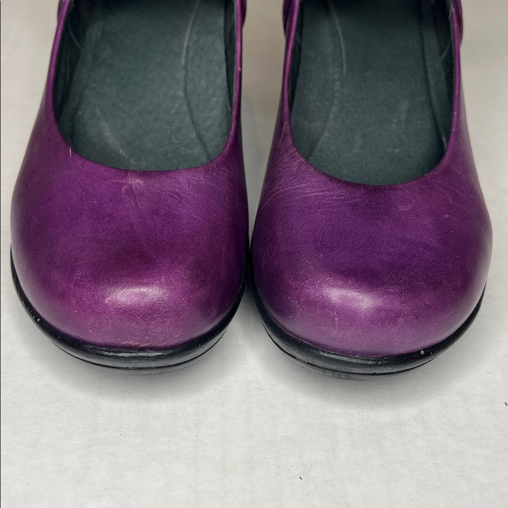 Dansko Rebel Purple Leather Mary Jane Wedge Pump, Ankle Strap, EU 38, US 7.5 -8 - Picture 6 of 11